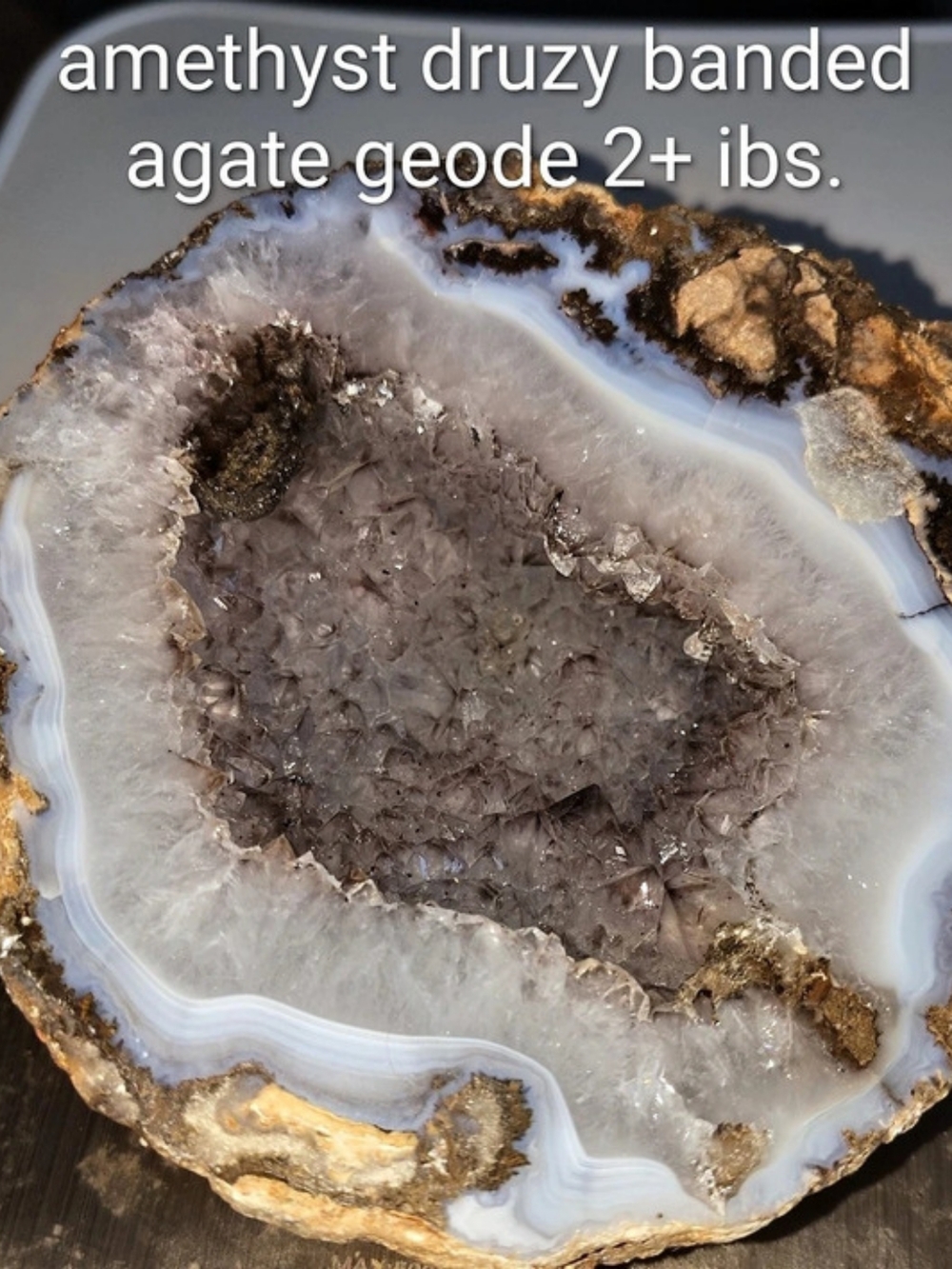 Amethyst Druzy Banded Agate Geode Home Decor